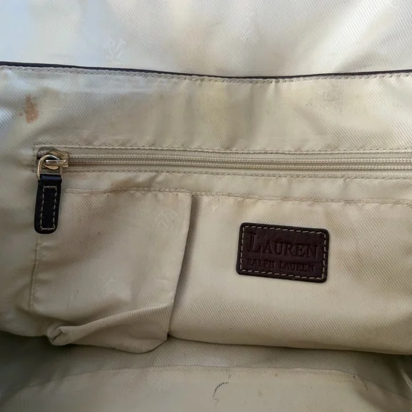 Lauren Ralph Vintage Satchel Bag Burgundy Brown Gold Buckle Turn Lock Doctor Bag - Picture 8 of 12